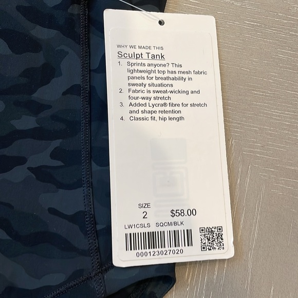 Lululemon Sculpt Tank Sequoia Camo Print Deep Coal Black/Black NWT Size 2 - Picture 7 of 12
